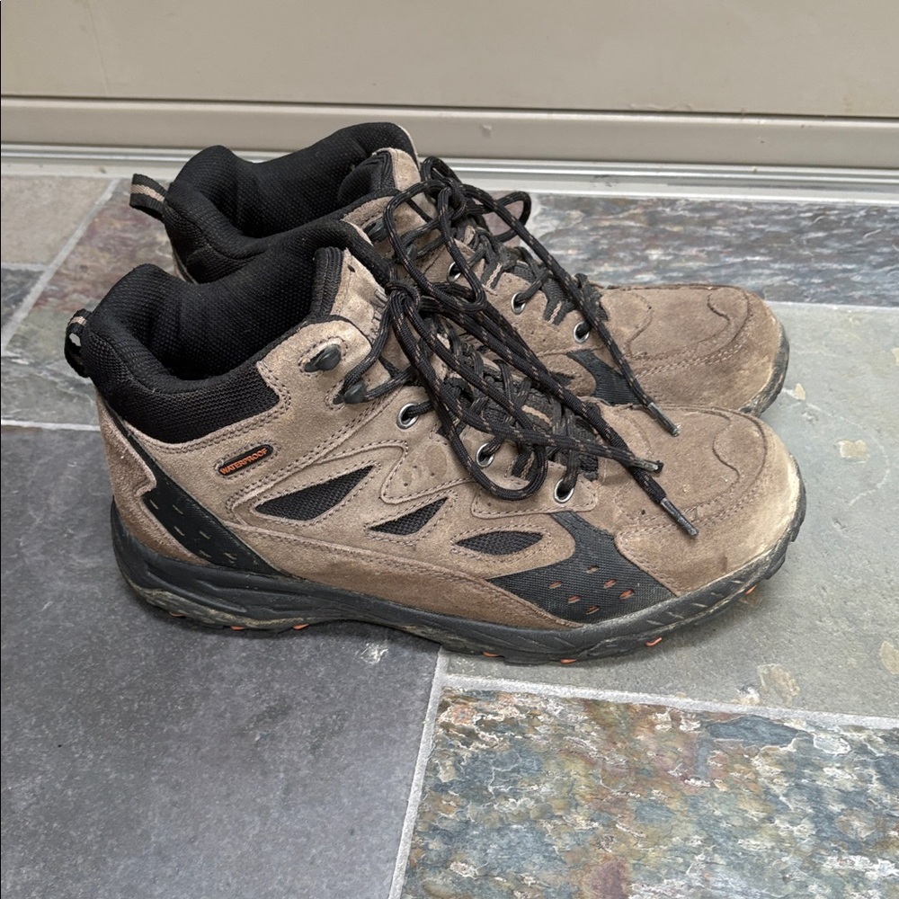 Tan and Black Hiking Boots